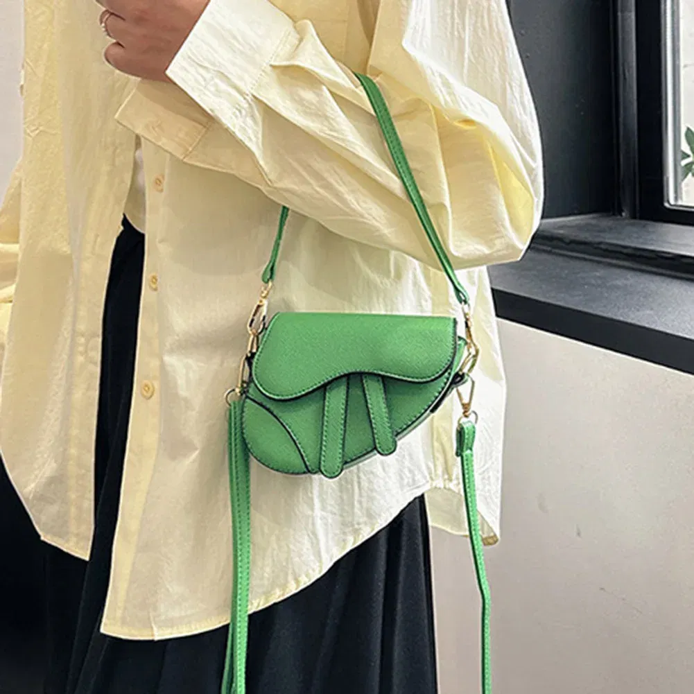 Color: GRAY - Women Fashion Mini Handbags Hasp Zipper Messenger Bags Saddle Bag Solid Color Casual Simple Inside Lock Ornament Bag