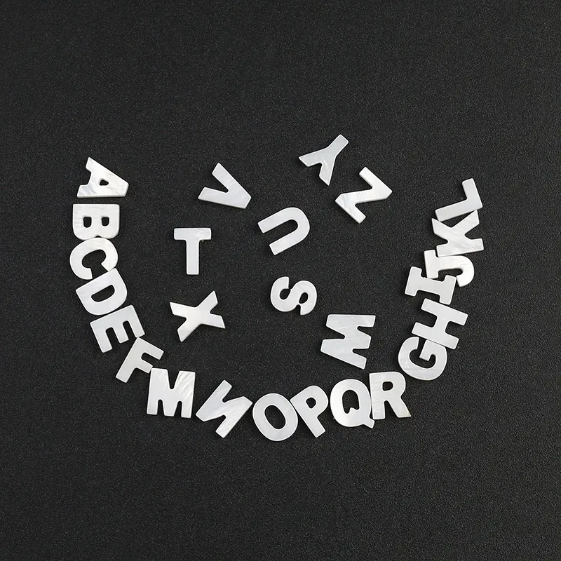 Color: GRAY - Trend DIY Handmade Vertical Capital Letter Pendant Beads Jewelry Making Accessories Necklace Bracelet Letras Materiales