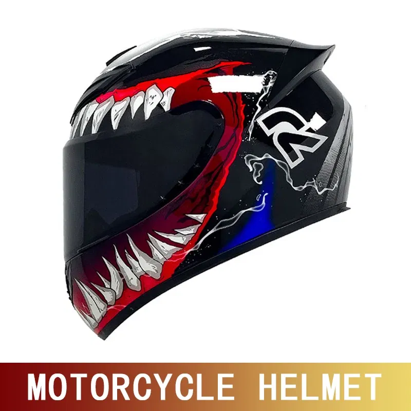Color: SKY BLUE, Size: XXL - Motorcycle helmet motorcycle full helmet racing kart winter anti-fog retro personality helmet