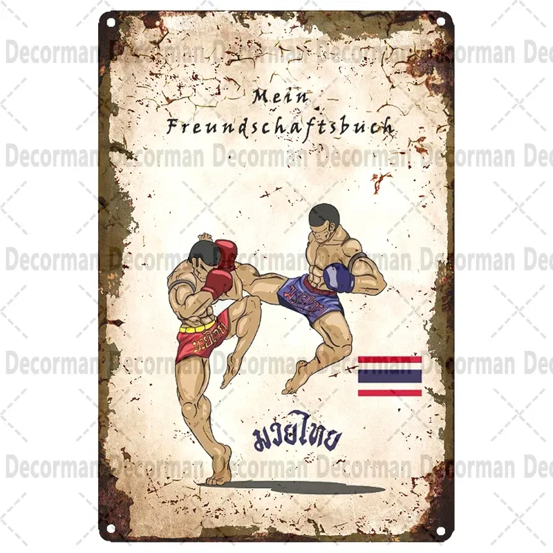 Color: Yellow - [ Mike86 ] Muay Thai Tin Sign Wall Home Boxing Thailand Metal Poster art Painting Pub LTA-3188 20*30 CM
