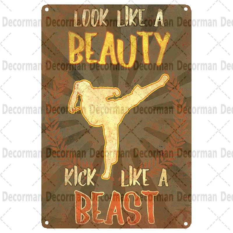 Color: Yellow - [ Mike86 ] Muay Thai Tin Sign Wall Home Boxing Thailand Metal Poster art Painting Pub LTA-3188 20*30 CM