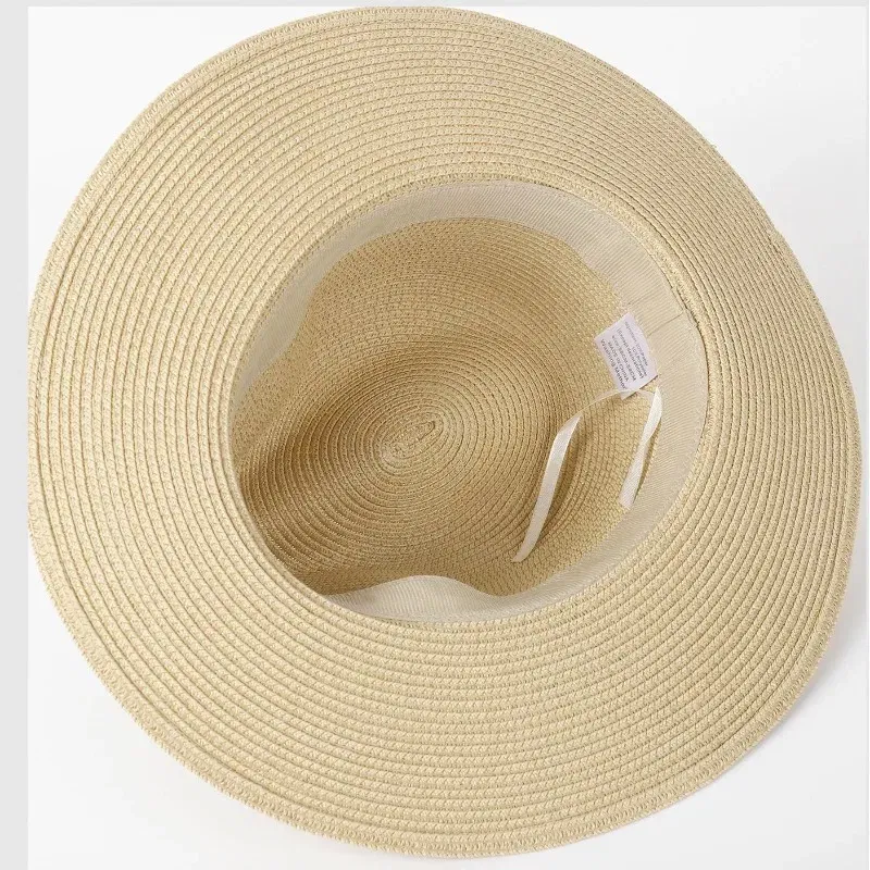Color: Khaki, Size: XS?€old?‰ - Large Size XL61-64cm Panama Sun Hats Men Wide Brim Straw Caps Women Summer Big Head Beach Hat Male Plus Size Fedora Hat 58-60cm
