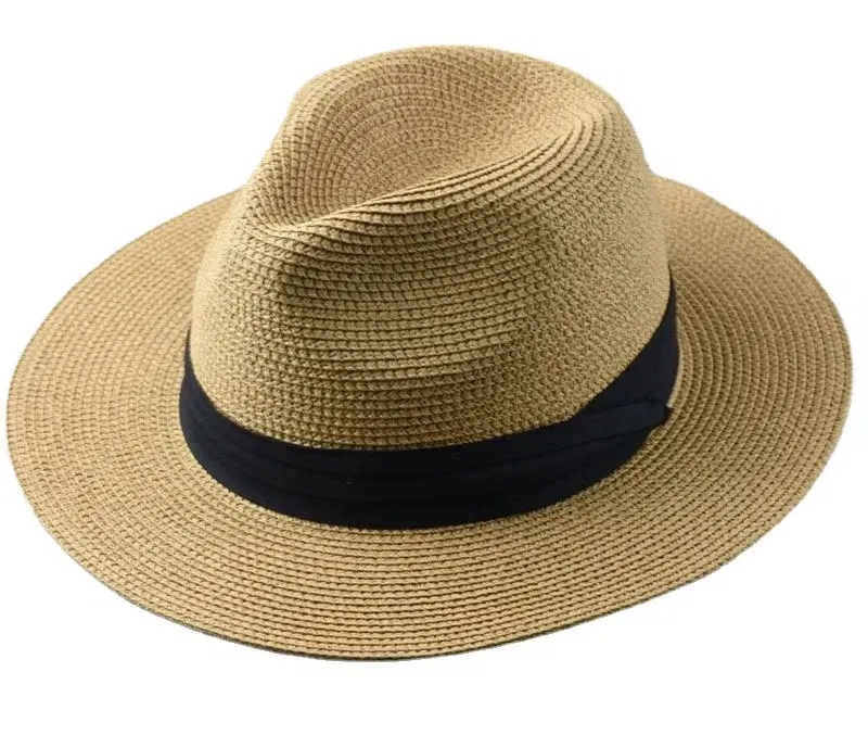 Color: Khaki, Size: XS?€old?‰ - Large Size XL61-64cm Panama Sun Hats Men Wide Brim Straw Caps Women Summer Big Head Beach Hat Male Plus Size Fedora Hat 58-60cm