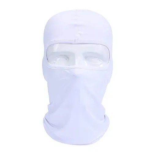 Color: WHITE - Breathable Sports Balaclava Hat Quick-Dry Windproof Full Face Mask Headgear for Riding Running Ski Hiking Outdoor Face Cover Men