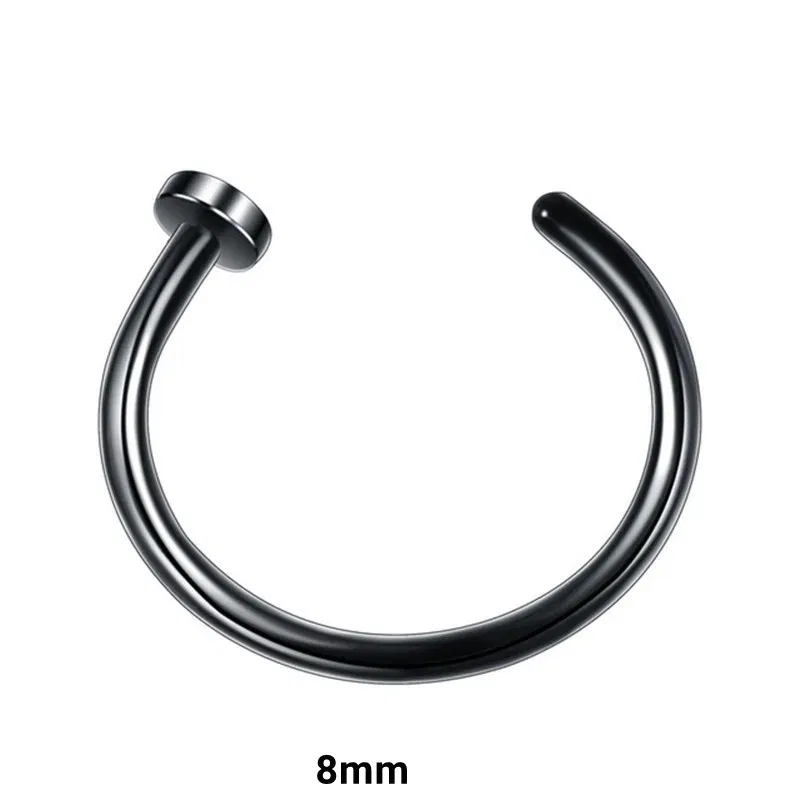 Metal color: Antique Bronze Plated - 6/8/10mm Surgical Steel Fake Non Nose Stud Ring False Lip Curler Septum Piercing Hoop Jewelry for Women Men Body Accessories