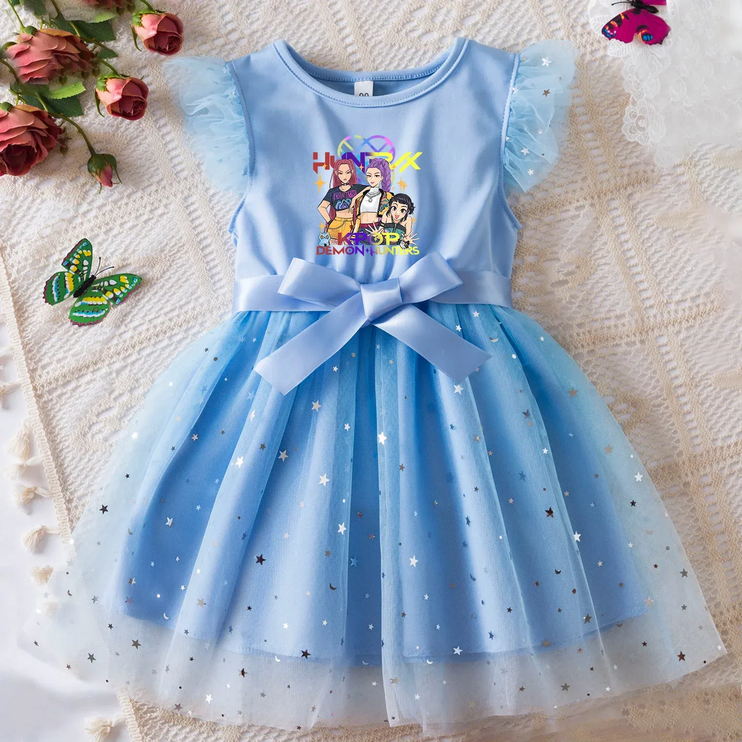 Color: Lavender, Size: One Size, Height: 164 - KPop Demon Hunters Girls Dress Kids Party Halloween Carnival Birthday Party Clothes Princess Tutu Dresses Costume Children Gift