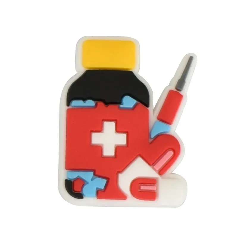 Color: PURPLE - 1pcs shoe Charms Accessories PVC Shoe Decoration gardian nurse medical For clog accessories wristbands  Kids Party X-mas Gifts