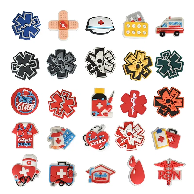 Color: PURPLE - 1pcs shoe Charms Accessories PVC Shoe Decoration gardian nurse medical For clog accessories wristbands  Kids Party X-mas Gifts