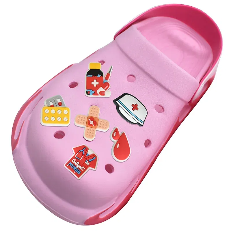Shoe Charms Accessories PVC Shoe Decoration gardian nurse medical For clog accessories wristbands Kids Party X-mas Gifts