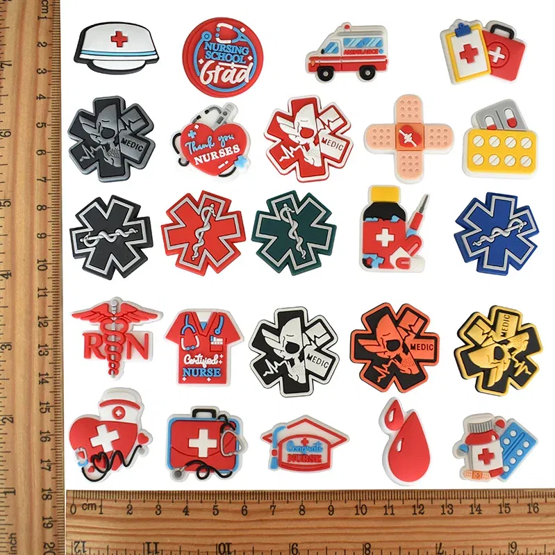 Shoe Charms Accessories PVC Shoe Decoration gardian nurse medical For clog accessories wristbands  Kids Party X-mas Gifts