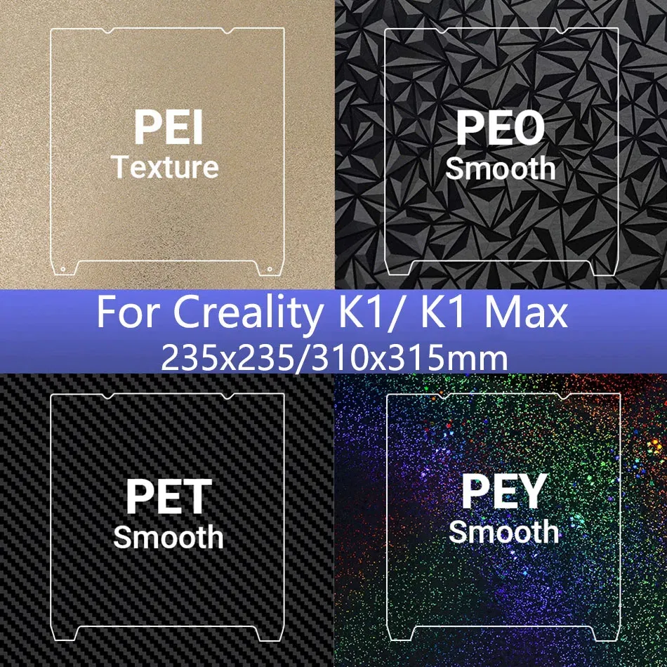 Color: Black, Size: 2.25mm - K1C 235x235 Bed 310x315 Build Plate For Creality K1 Max K1 Pei Plate Ender 3 S1 Spring Steel Magnetic Pei Sheet Pey Build Plate
