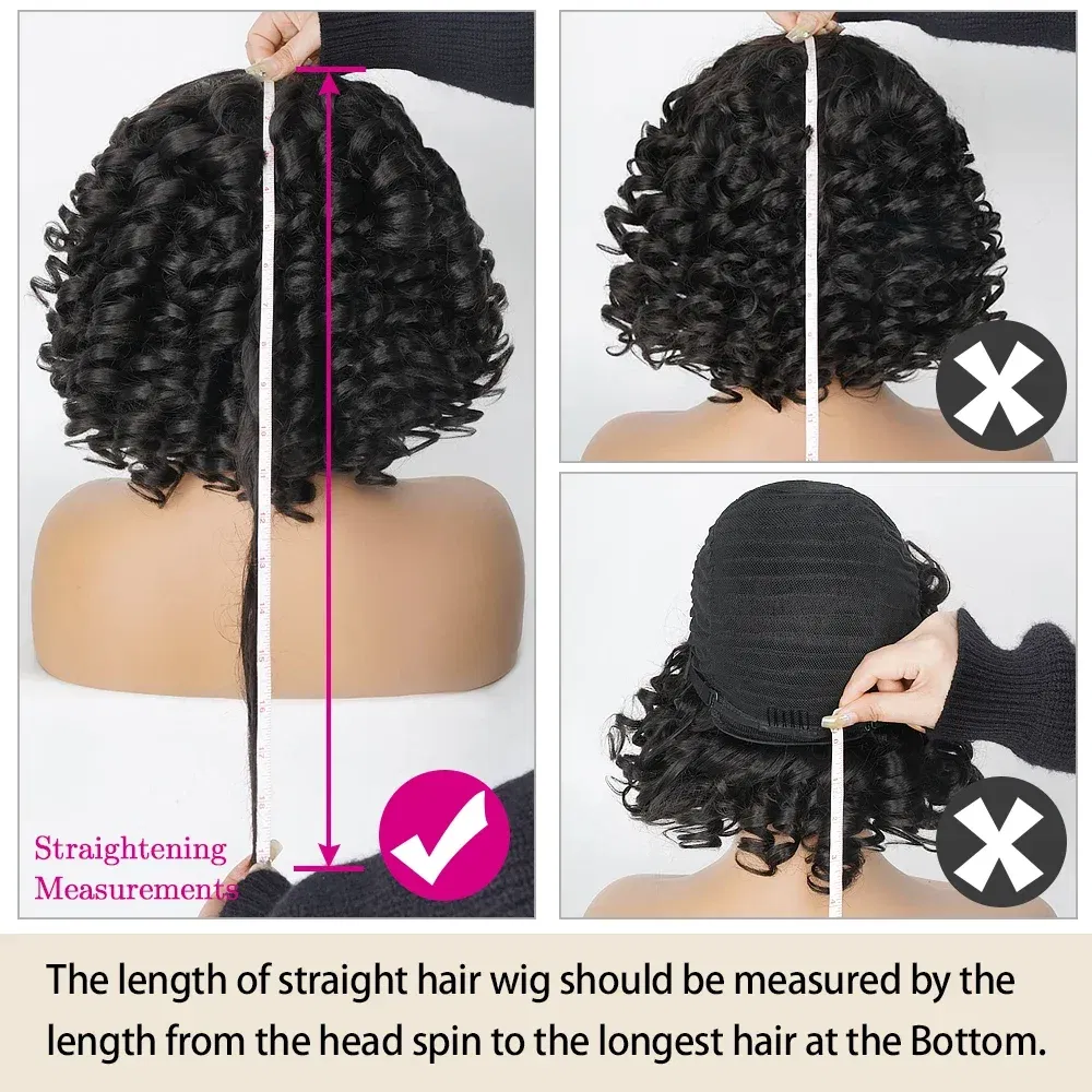 Hair Color: LYD1B/99J, Ships From: CHINA, Stretched Length: 14inches, Density: 150% - Afro Rose Curly Funmi Wigs with Bang Short Bouncy Curly Bob Wig With Bangs Machine Made Rose Curl Human Hair Wig For Black Women