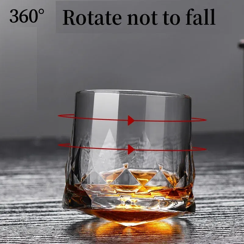 Wholesale Novel Creative Thick Crystal Whiskey Tumbler Glass Spinning Tops Design Hammer Glasses Of Wine Brandy Cup Wineglass