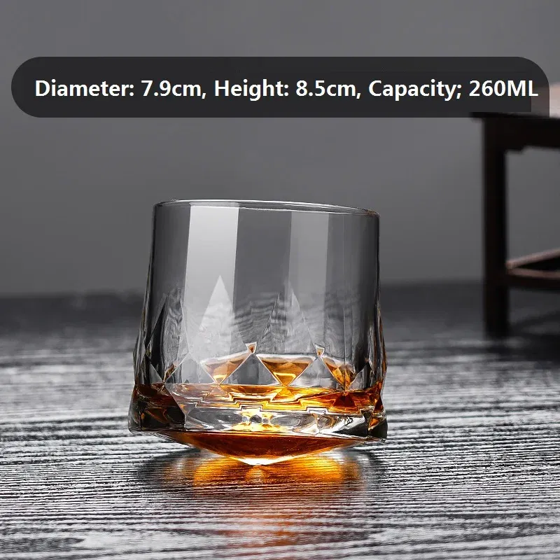 Wholesale Novel Creative Thick Crystal Whiskey Tumbler Glass Spinning Tops Design Hammer Glasses Of Wine Brandy Cup Wineglass