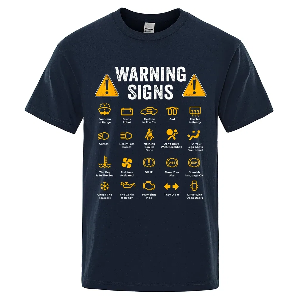 Color: SKY BLUE, Size: XXL - Driving Warning Signs 101 Auto Mechanic Gift Driver Funny Print T-Shirt Fashion Casual Big size T Shirt Cotton Mens Tops Tees