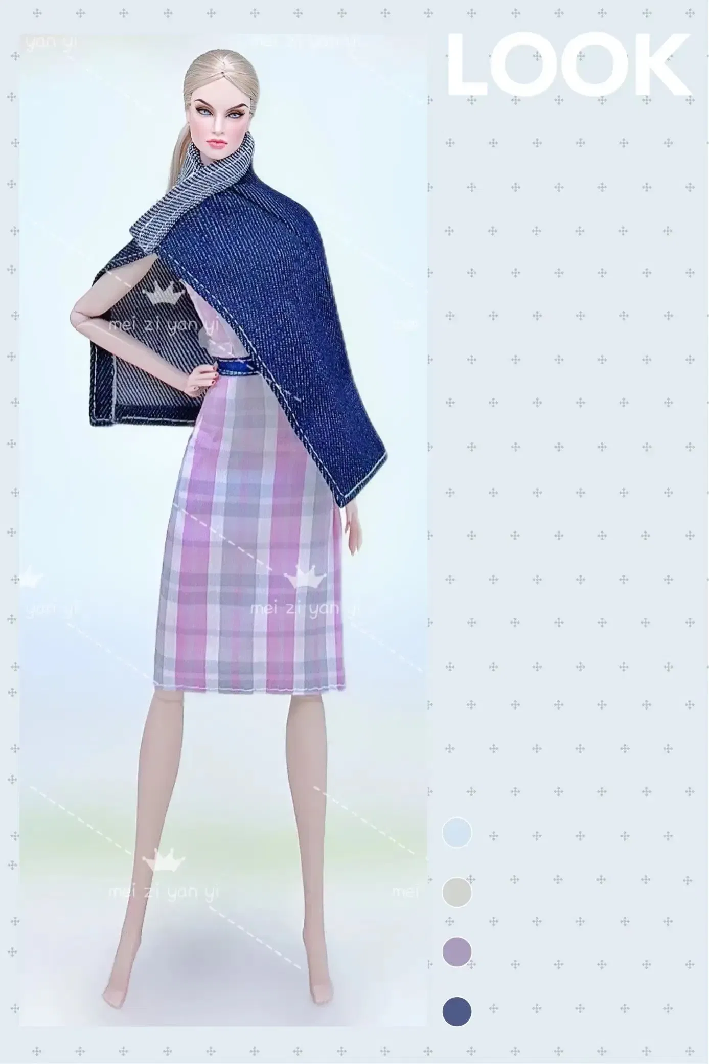 Color: Blue - for clothes pink for 30cm doll