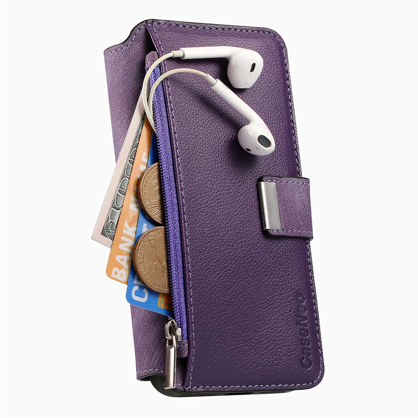 Color: SKY BLUE, Material: aluminum - With Magsafe Wallet Case For Xiaomi Poco X6 X5 X3 M6 M5S M4 M3 F6 F5 Pro F3 C31 Zipper Leather Multi 6 Card Slot Removable Cover