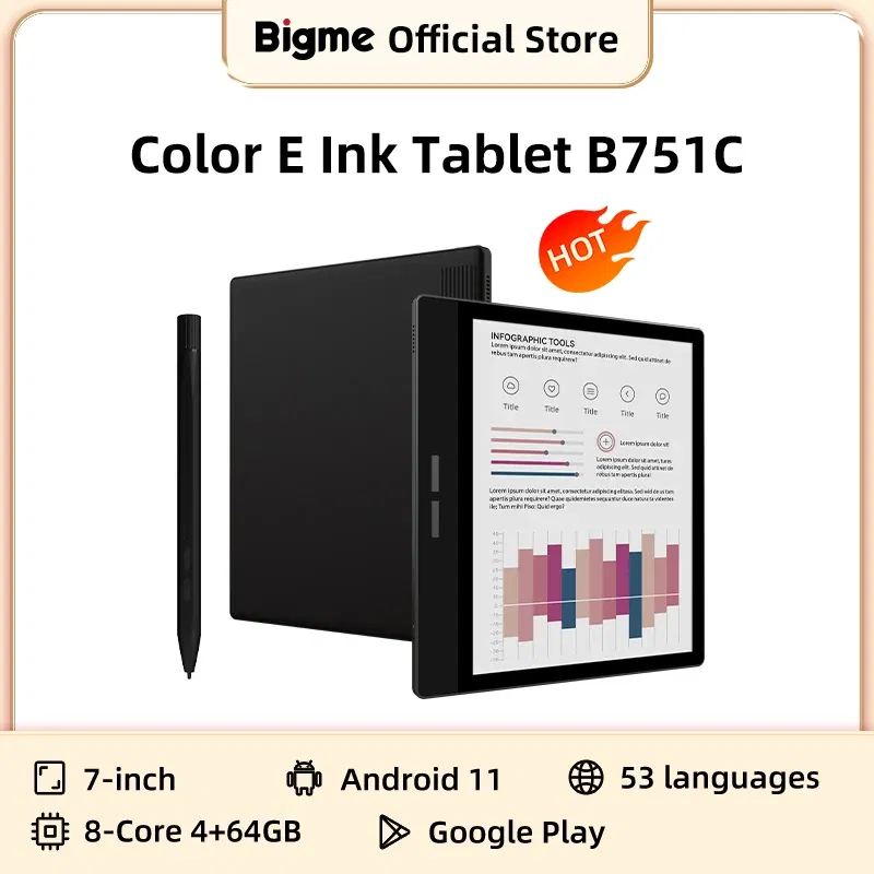 Color: Blue, Ships From: CHINA - New! Bigme B751C 7-inch color eink screen e-book reader electronic paper book reading e Ink ebook ereader tablet