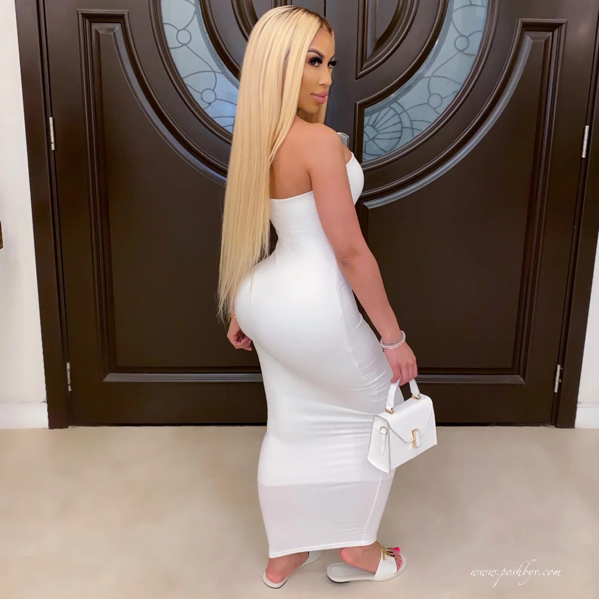 Color: WHITE, Size: XL - summer women's sexy sleeveless chest wrapped Long Beach Dress