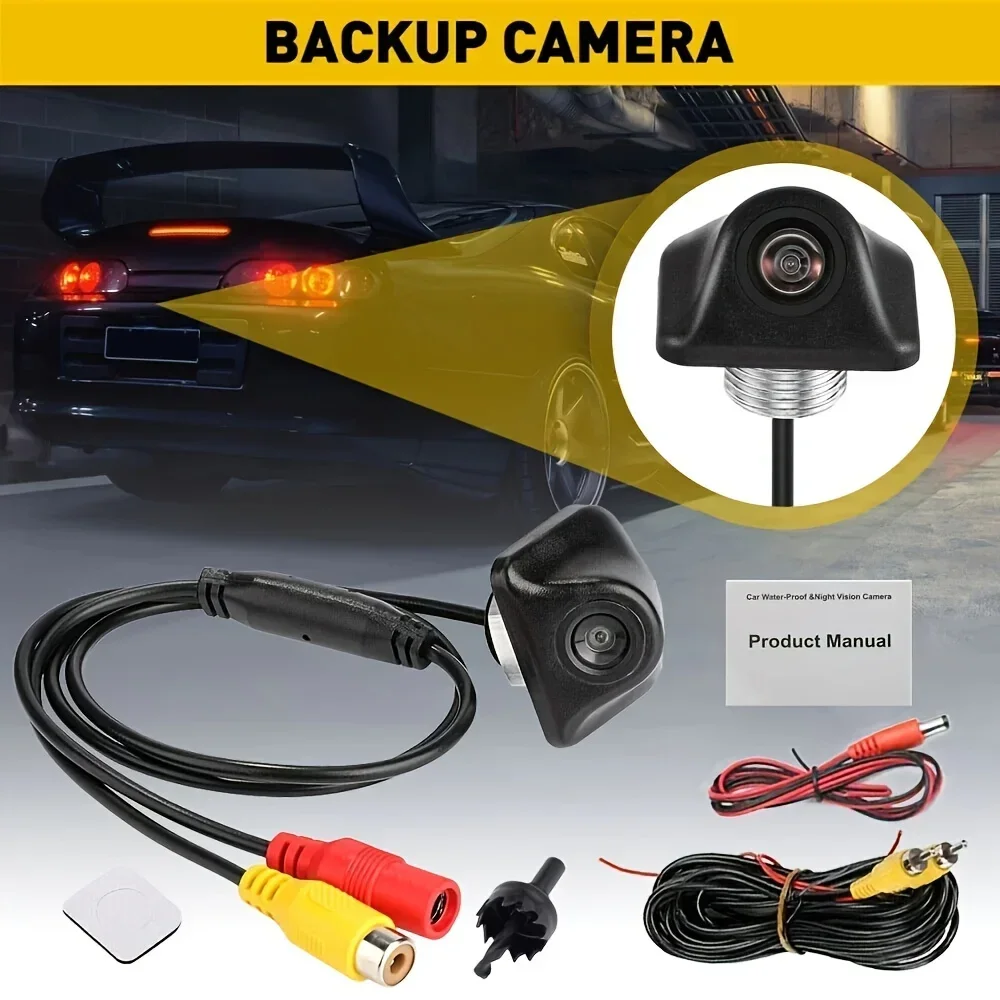 QueenDer Car Reverse Camera HD Night Vision Wide Angle Rear View Parking Camera CCD Auto Backup Monitor Color Image