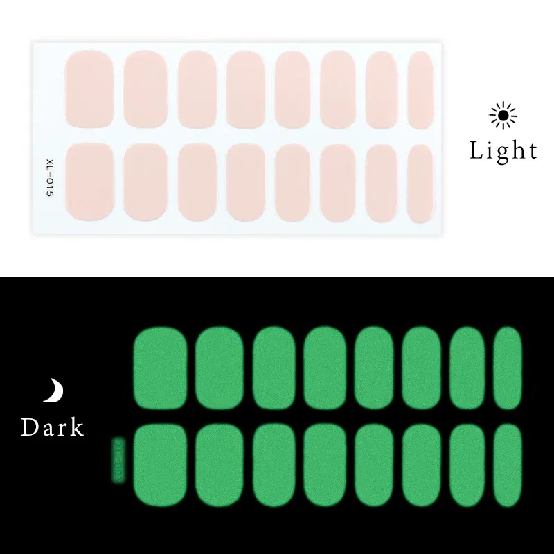 Color: Neon yellow - Dropshipping Colorful Nail Sticker Luminous Nail Art Decor Stickers for Nail Decoration Full Cover Nail Wraps For Hallween Gift