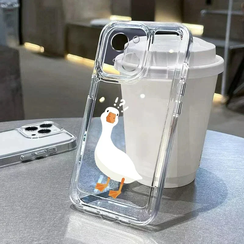 Color: Blue, Compatibility by Model: iPhone 13 - Cute Duck Phone Case For iPhone 16 15 14 13 12 11 Pro Max XS X XR 7 8 Plus Mini SE 2020 2022 Mobile Funda Transparent