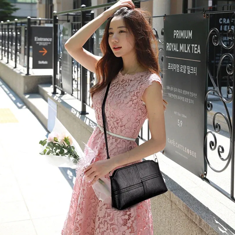 Color: army green, Size: S - New Casual mama Messenger Bags Crossbody PU Leather Black Handbags for Women Small Shoulder Bag Purse