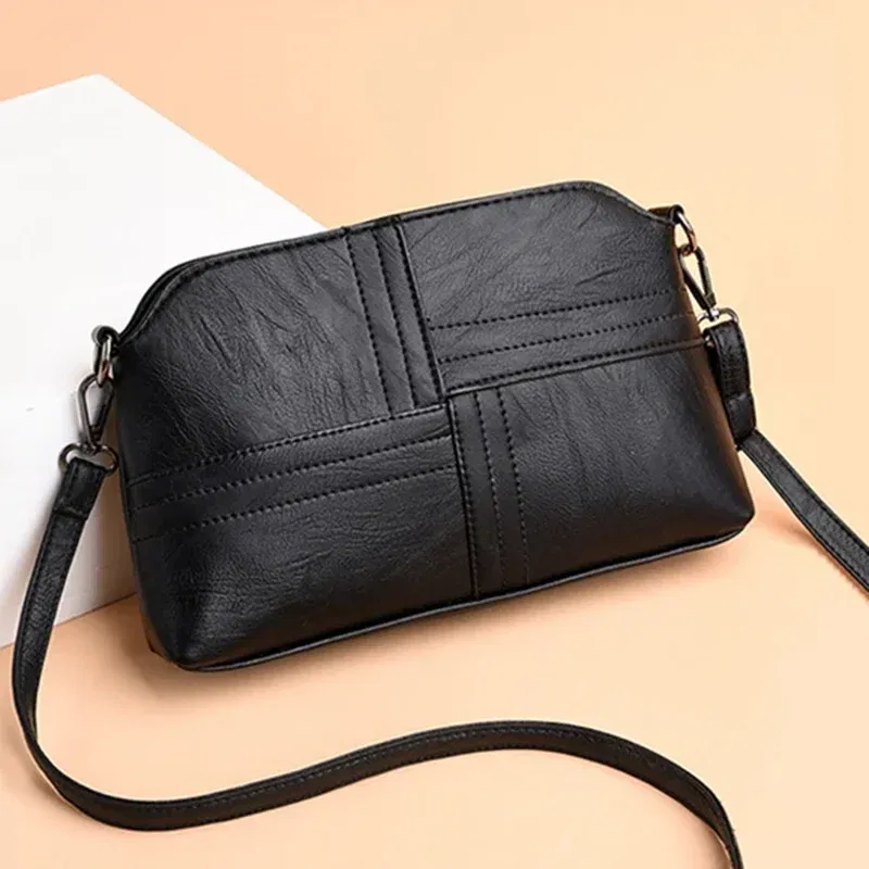 Color: army green, Size: S - New Casual mama Messenger Bags Crossbody PU Leather Black Handbags for Women Small Shoulder Bag Purse