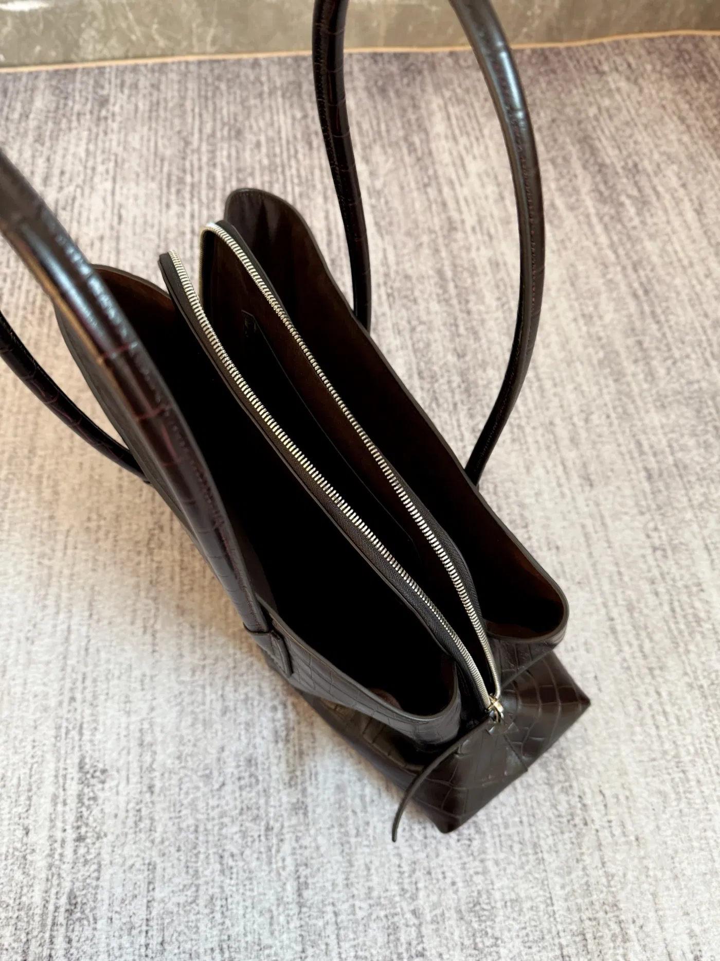 Color: Brown - Brand Crocodile pattern genuine leather luxury Handbags High Quality alligator large capacity Lady Totes Shoulder Crossbody Bag