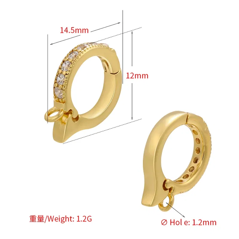 Color: green - ZHUKOU NEW gold color round hooks for women DIY handmade necklace Jewelry hooks accessories supplies wholesale VK129