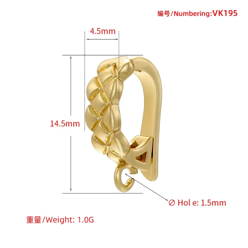 Color: green - ZHUKOU NEW gold color round hooks for women DIY handmade necklace Jewelry hooks accessories supplies wholesale VK129