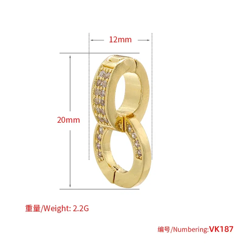 Color: green - ZHUKOU NEW gold color round hooks for women DIY handmade necklace Jewelry hooks accessories supplies wholesale VK129