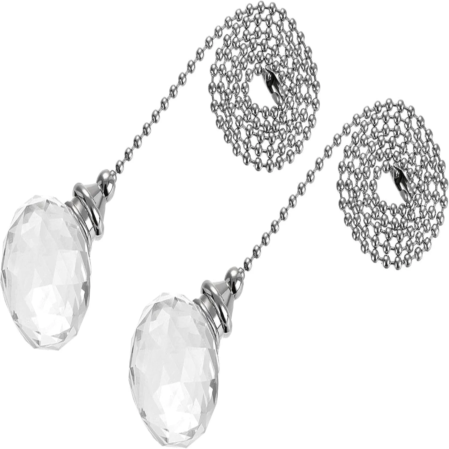 Color: green, Ships From: CHINA - Ceiling Fan Pull Chain, 20 Inch Nickel Finish Chain Ornament Extension, 30mm Red Crystal Ball Pendant 2Pcs