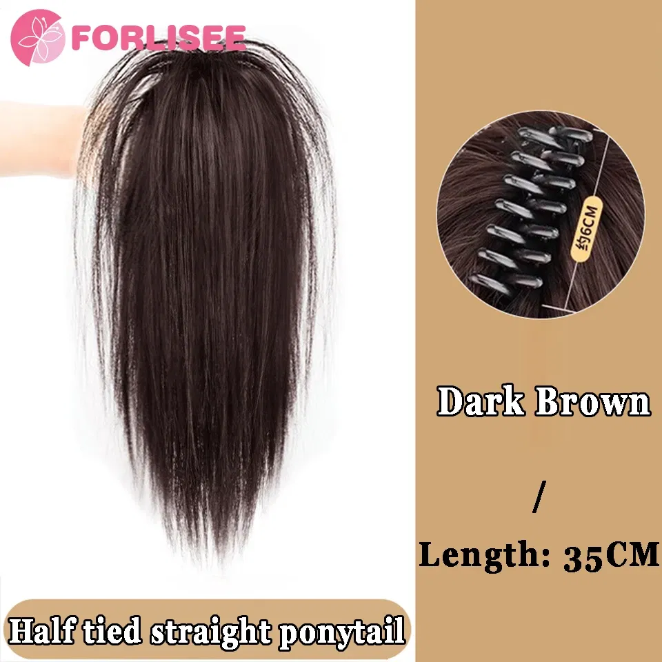 Color: 4/30HL - Synthetic Tassel Bow Claw Clip Ponytail Temperament Slightly Curly Hair Natural Heat-resistant Chemical Fiber Wig Ponytail