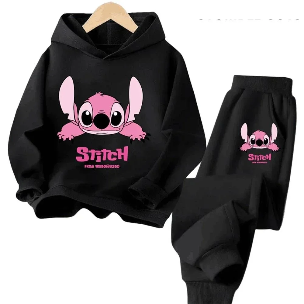 Color: green, Kid Size: 6 - Children Hoodies Stitch Kawaii Fashion Pullover Sweatshirt Anime Trucksuit Manga Cartoons Girls Boy Kids Autumn Casual Clothes