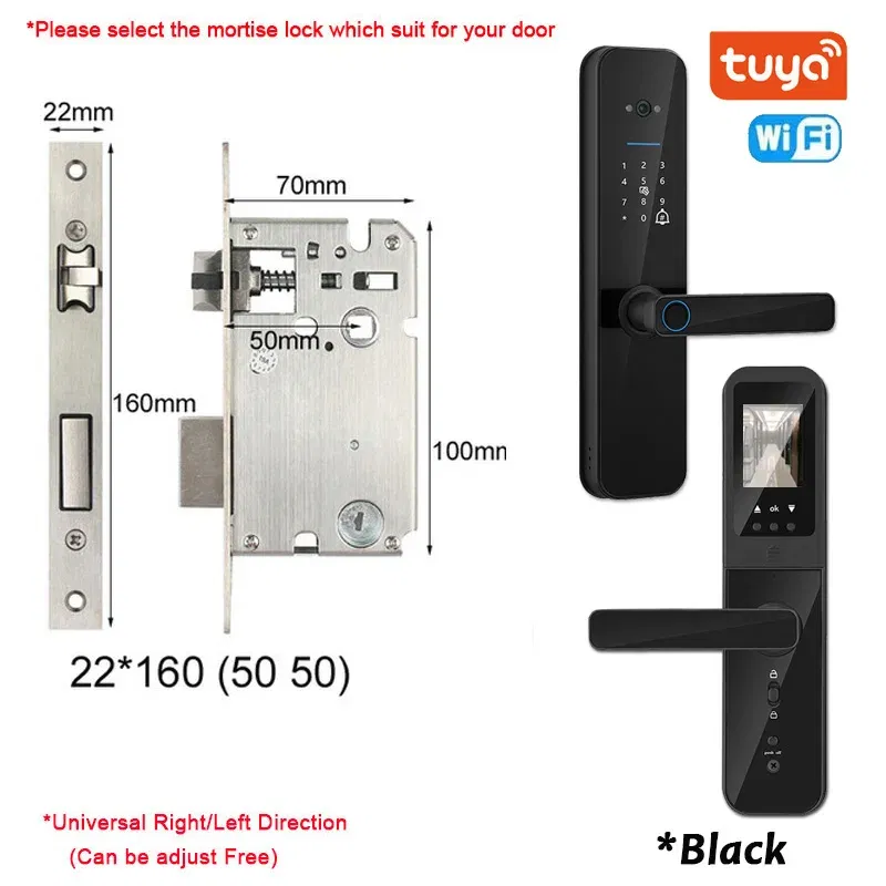 Color: Milky White, Ships From: CHINA - New! Tuya Wifi Digital Electronic Smart Door Lock With Biometric Camera Fingerprint Smart Card Password Key Unlock