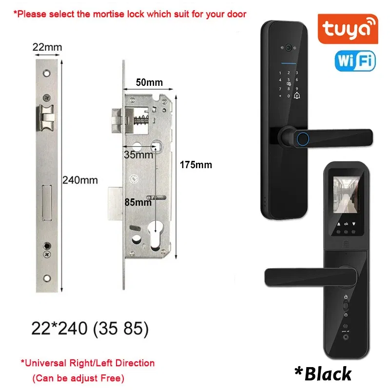 Color: Milky White, Ships From: CHINA - New! Tuya Wifi Digital Electronic Smart Door Lock With Biometric Camera Fingerprint Smart Card Password Key Unlock