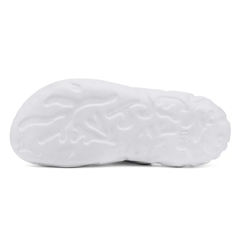 Color: Dark Grey, Shoe Size: 46 - Men Summer Slippers Thick Sole Mens Clogs Sandals Hollow Breathable Flip Flops Sandals Shoes Fashion Beach Slippers