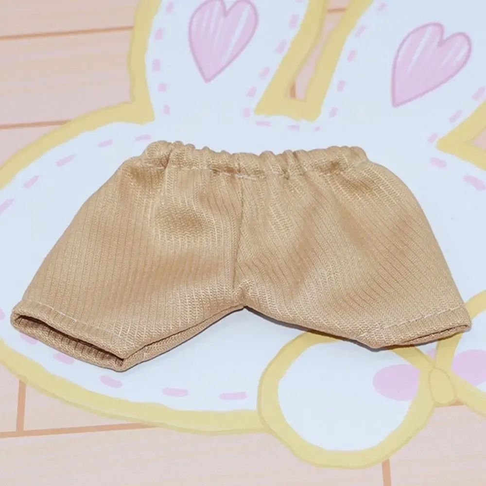Color: Chocolate - 15CM Doll Clothes Pants Fashion Tops Striped T-shirt Casual Wears Jeans Shorts For 1/12 Dolls Accessories Plush Animal Kids Toys