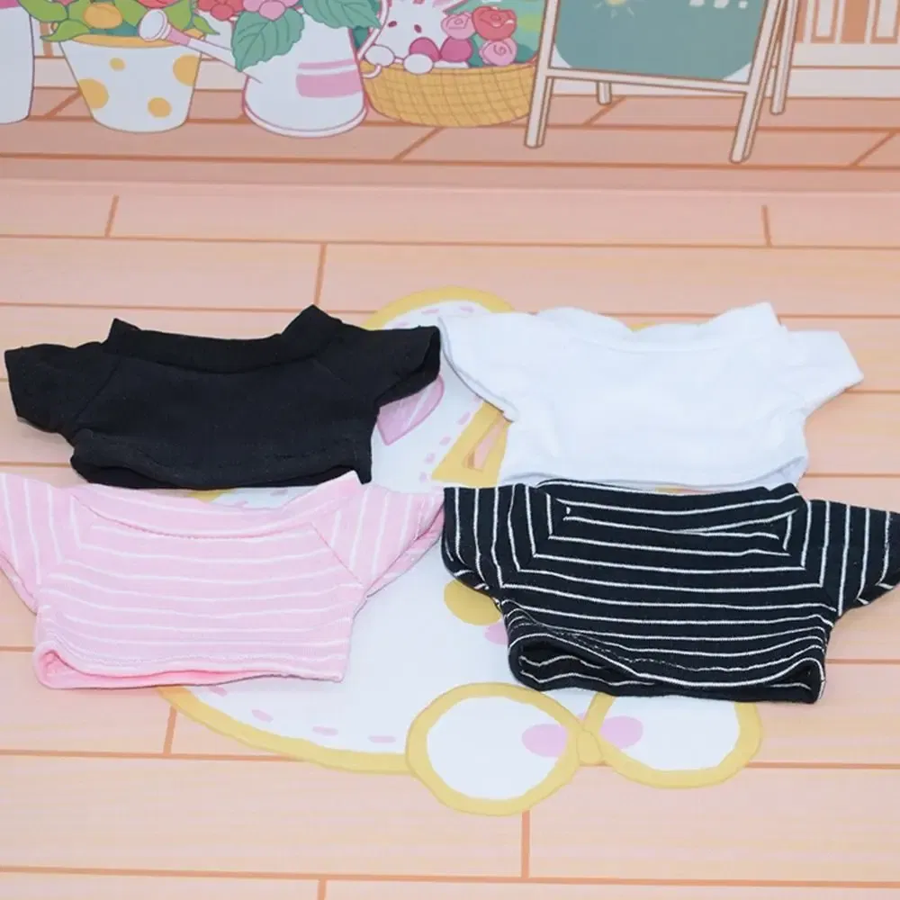 Color: Chocolate - 15CM Doll Clothes Pants Fashion Tops Striped T-shirt Casual Wears Jeans Shorts For 1/12 Dolls Accessories Plush Animal Kids Toys