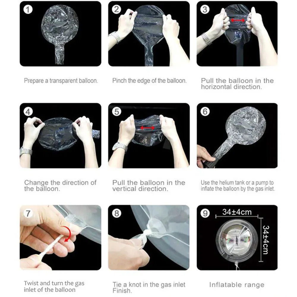 Color: Laser, Ballon Size: 16INCH - 10pcs Transparent Bubble Balloon 8/10/12/16/18/20/24/36inch Bobo Balloon For Wedding Birthday Party Balloon