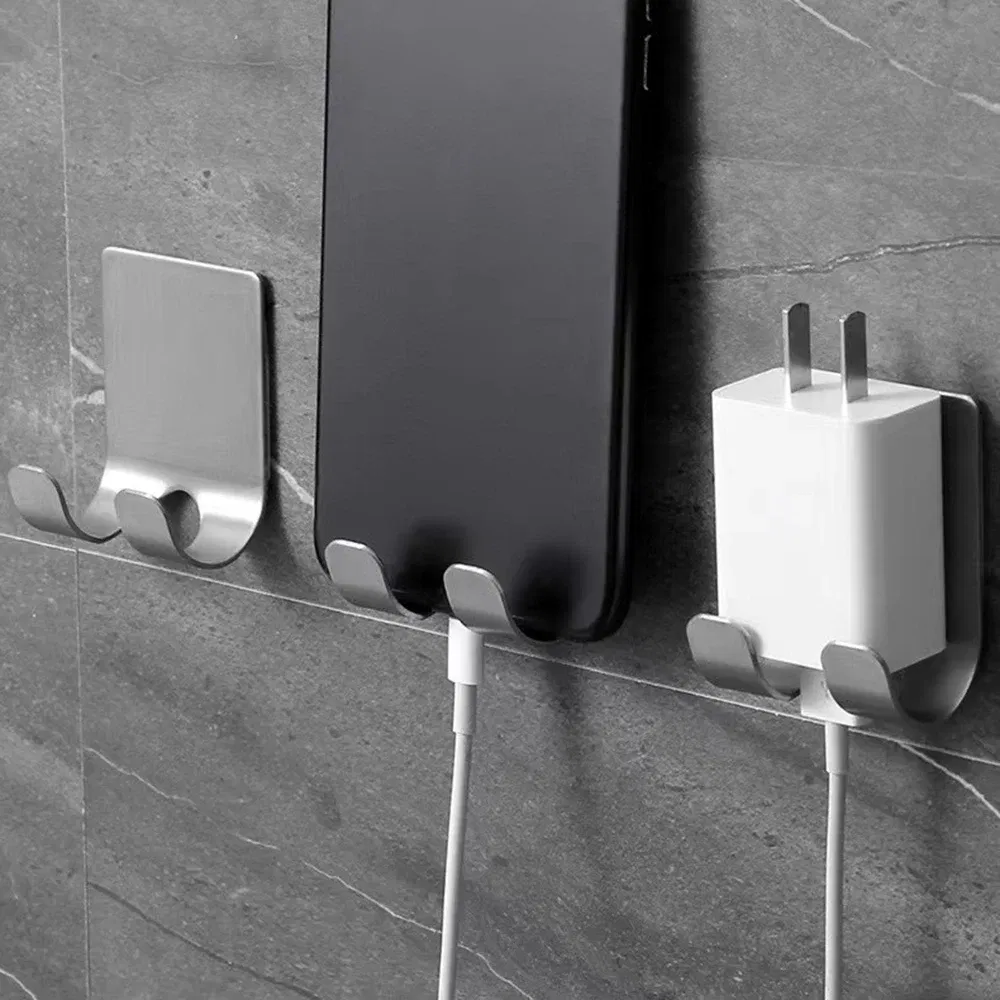 Color: DARK GRAY - Punch-free Razor Holder, Storage Hook, Space Aluminum Multi-purpose Bathroom Accessories