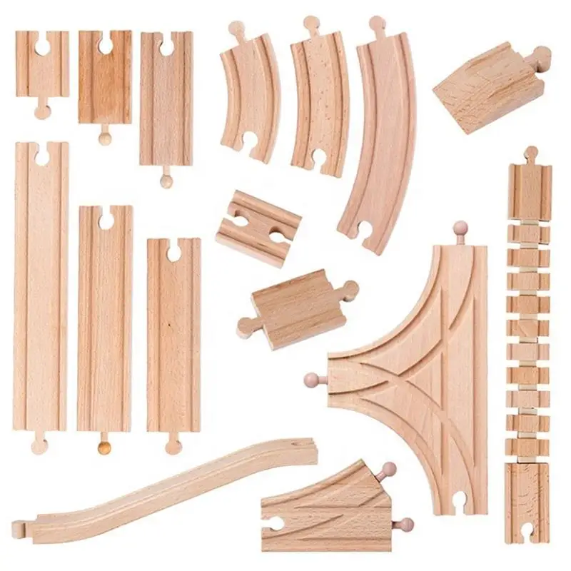 Color: MAROON - Wooden Bridge Tunnel Urban Rail Overpass Traffic Car Toy Scene Combined Train Rail Track Wooden Accessories Beech Turntable DIY