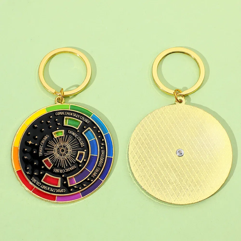 Color: WHITE - Color Wheel Keyring for Painters, Interactive Keychain, Art Keychains, Gifts