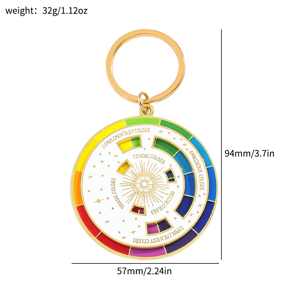 Color: WHITE - Color Wheel Keyring for Painters, Interactive Keychain, Art Keychains, Gifts