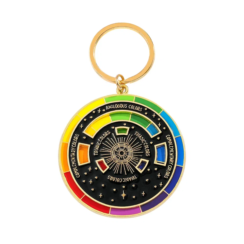 Color: WHITE - Color Wheel Keyring for Painters, Interactive Keychain, Art Keychains, Gifts