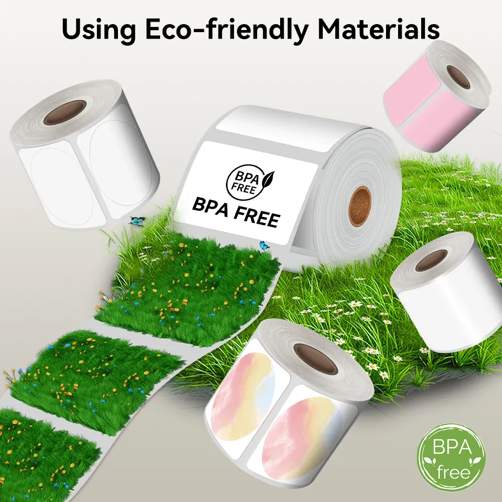 Color: Light purple - Phomemo Label Maker Paper M110 Label Adhesive Paper White Waterproof Thermal Sticker for M110 M221 M200 M220 Portable Printer