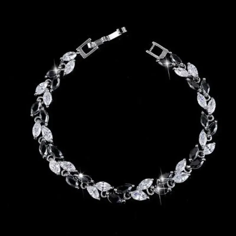 Metal Color: Antique Copper Plated - Fashion Exquisite Color Crystal Inlaid Ladies Charm Bracelet Engagement Wedding Jewelry