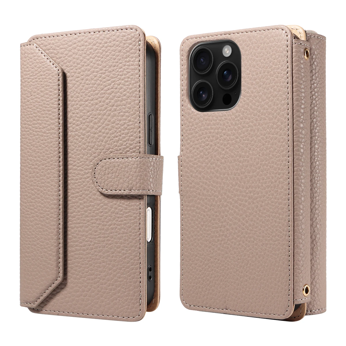 Color: Khaki, Bundle: Case & Strap, Material: Artificial Leather, Compatibility by Model: Galaxy S24+ - Crossbody Leather Phone Case for Samsung Galaxy S25Edge S25Ultra S24FE S24Ultra S23Ultra Multi-Card Slot Anti-Drop Wallet Case