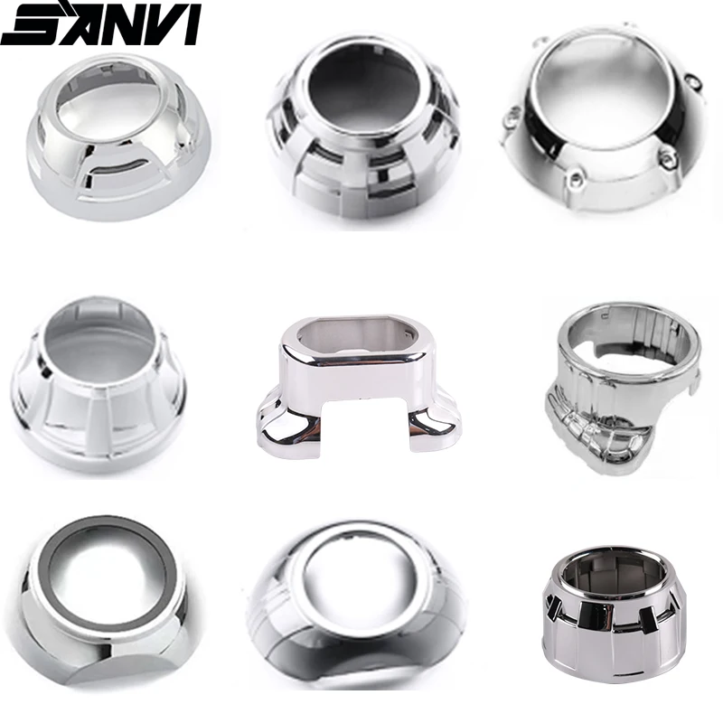 Color: Yellow - SANVI 2.5INCHES 3INCHES BI XENON/LED Projector lens mask  shrouds Car light accessories